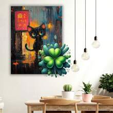 1PC Art Printed Canvas Painting In Wooden Frame Oil Painting Cute Kitten Walking In The Rain On Ci(1) Suitable For Home Decor Office Holiday Decoration Or Gift