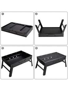 Asador Plegable Chico Parrilla Portatil Asador Para Parrillada Al Carbon Multiuso Facil De Usar - 黑色 - 查看 3