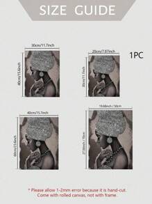 1 幅抽象油画银色闪光刺绣、无框墙壁艺术海报、现代卧室和客厅装饰 - 卡其色 - 查看 5