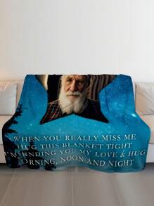 1 pieza Manta de franela personalizada con fotografía para cama, manta memorial personalizada - Regalo personalizado de luto por la pérdida de un ser querido, regalo de condolencias por la pérdida de papá, mamá, abuela, abuelo, esposo - Regalo de duelo, manta memorial personalizada, múltiples usos para sala de estar, sofá, exterior, playa, campamento