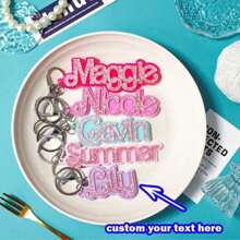 Personalized Acrylic Letter Keychain, Bag Hanging Keychain, Paired With Cute Pink Accessories, Perfect Gift For Back To School, Halloween Keychain Decoration,Chic Autumn, Urban Chill, Vintage - Multicolor - View 3