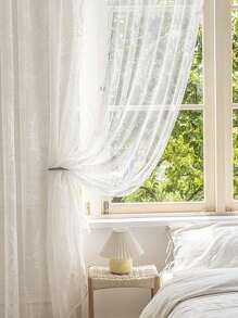 1 件法式蕾丝挂帘，带精致中间花卉图案 - 彩色 - 查看 2