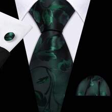 Men Tie Vintage Paisley Paisley Dark Green Tie Classic Necktie Set Pocket Square Cufflinks Formal Wedding St Patrick's Day