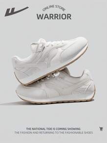 1 pereche de pantofi de alergare pentru femei, stil sport, cu plasă respirabilă, pantofi albi, cu șireturi, fund moale