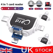 NetHong Multi-Port 4 In1 Universal SD TF Card Readers USB C SD TF Memory Card Readers~UK - Black - View 1