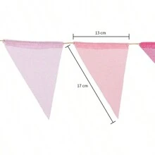 1 件三角旗横幅 12 面多色彩旗仿亚麻横幅，生日派对盛大开幕圣诞节婚礼装饰品，多功能悬挂家庭派对用品 - 彩色 - 查看 2