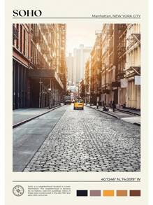 1 pieza Póster de escena de viaje a Nueva York con pintura en lienzo de las Montañas Catskill, Central Park y el Valle del Río Hudson para decoración de oficina y hogar sin marco