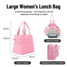 Lunch Bag Women Reusable Insulated Lunch Bag Stain-Resistant, Large Capacity Lunch Box For Women Perfect For Office, Picnic, Outdoor Reusable Blue Insulated Tactical Lunch  Bag Insulated Tactical - 粉色 - 查看 4