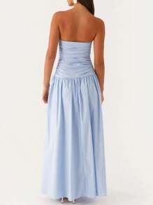 2025 Women Y2k Strapless Maxi Dress Tube Top Dress Elegant Long Dress Summer Beach Vacation Dress Off The Shoulder Dresses Sleeveless A Line Flowy Dress Wedding Party Formal Cocktail Dresses Bohemian Clothes Dress - 藍色 - 查看 2