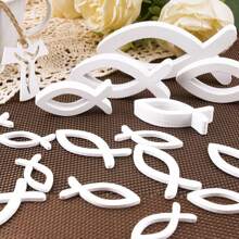 30/33件木鱼装饰大鱼装饰洗礼装饰装饰桌饰洗礼装饰少女装饰洗礼圣餐坚振装饰（白色）