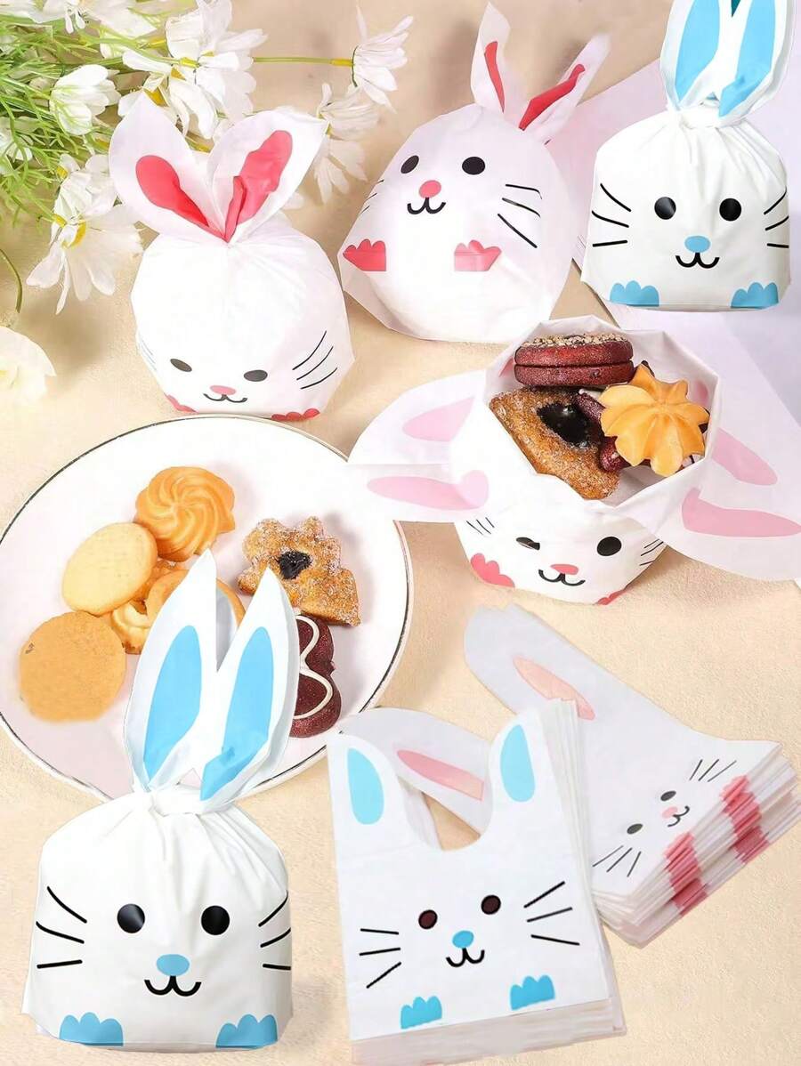 20/50 件可爱复活节兔耳袋糖果礼品袋零食烘焙包装适用于复活节派对活动派对用品 - 彩色 - 查看 1