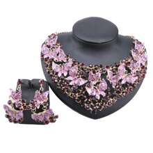 1 Set Luxus Kristall Schmetterling Halskette & Ohrringe Schmuckset, geeignet für Frauen Hochzeiten, Galas, Partys, Jahrestage, Valentinstag, Geburtstags Geschenke