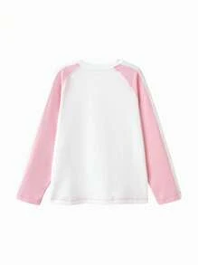 Balabala Camiseta de cuello redondo de Chica preadolescente, capa ligera de primavera