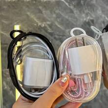 2Pcs /1Bag Mini Convenient Transparent Cable Storage Boxes, Used To Store Data Cables, Chargers, Headphones, Accessories, Etc., Suitable For Outdoor Travel Key Bag Use