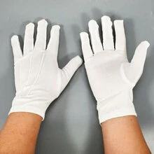 1雙中性白色聚酯三桿分指手套，男司機或協議手套，適用於工業、安全鑽等 - 白色 - 查看 11