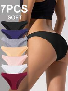 7Pcs/Set Women's Cotton Briefs Panties Underwear Comfortable Breathable Female Lingerie - 彩色 - 查看 1