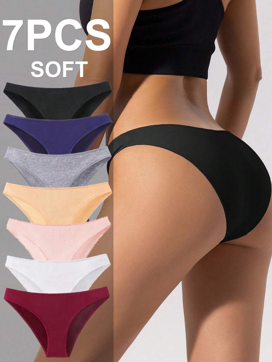 7Pcs/Set Women's Cotton Briefs Panties Underwear Comfortable Breathable Female Lingerie - 彩色 - 查看 1