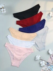 7Pcs/Set Women's Cotton Briefs Panties Underwear Comfortable Breathable Female Lingerie - 彩色 - 查看 6