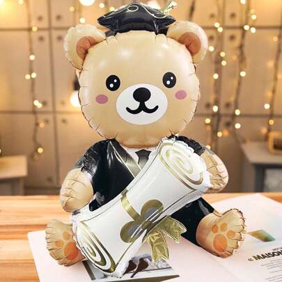 1pc/3pcs, 37-Inch Cute Plush Graduation Certificate Teddy Bear Foil Balloons, Graduation Party Balloons - Ideal For School Events And Campus Decorations