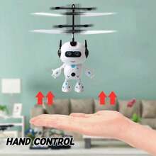 Rc Flying Robot Toys For 5 6 7 8-12 Years Old Boys Girls, Helicopter Built-In LED Mini Drone Flying Toy For Kids & Adults Indoor Outdoor Games Birthday Gift - 白色 - 查看 10