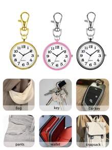1个/件装石英怀表钥匙扣，夹式怀表，开口表带，阿拉伯数字表盘，钥匙扣，汽车钥匙扣，钥匙圈，钥匙扣配件，配套钥匙扣，便携式男女通用电子表，适合学生、包包挂饰、汽车配件、教师、朋友、姐妹等作为礼物。 - 彩色 - 查看 9