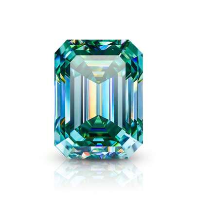 1pc 100% Moissanite Blue Green D Color Emerald Cut VVS1 Moissanite Loose Stone For Jewelry Making With GRA Certificate DIY