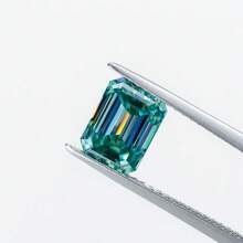1 pieza Piedra suelta de moissanita color verde azulado D de 100% calidad VVS1 con corte esmeralda, para fabricación de joyas con certificado GRA, DIY - azul verde - Ver 5