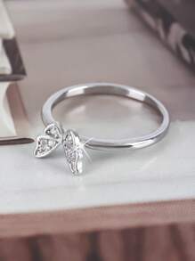 1pc Elegant Shiny Crown-Shaped Cubic Zirconia Ring, Suitable For Brides, Weddings, Parties, Eternal Ring For Women, Luxury High-Quality Jewelry - Silver - View 7