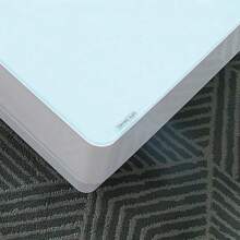 Weißer Hochglanz-Couchtisch mit 2 Schubladen und 8 mm gehärtetem Glas, Kaffeetisch, Wohnzimmertisch, Büro-Aufbewahrungsschrank, Wohnzimmer, Möbel, Rezeption, Wartebereich, Tisch - Weiss - Übersicht 6