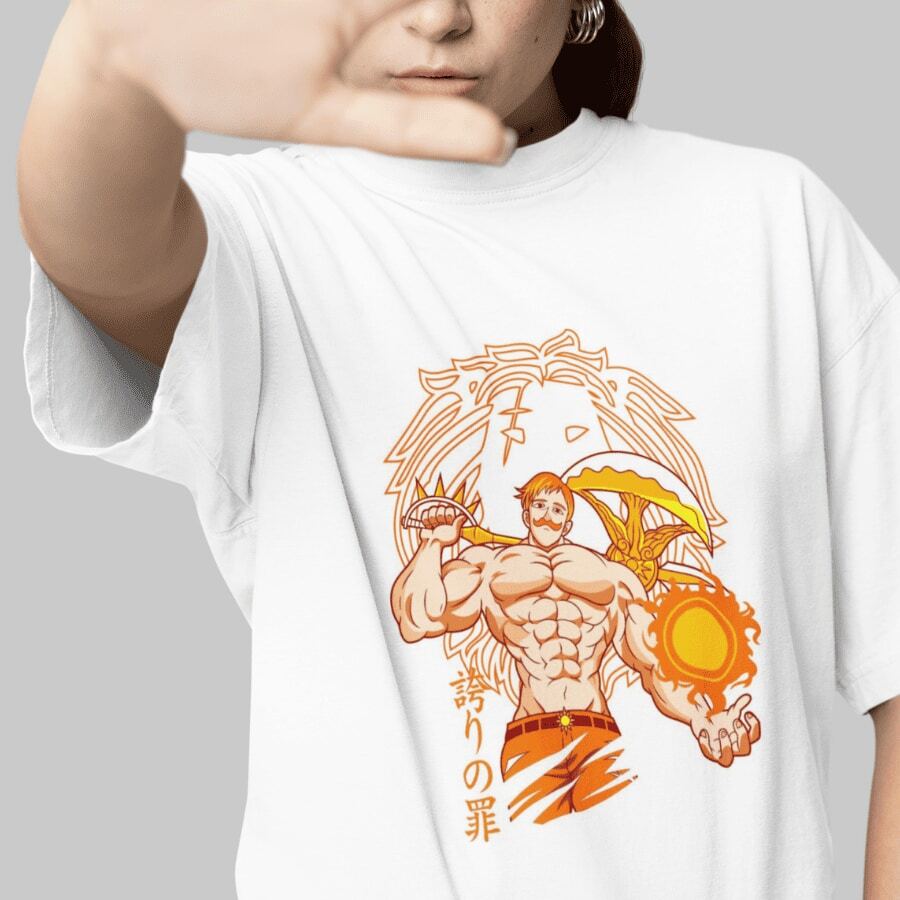 Camiseta Estampada Escanor Nanatsu no Taizai, Playera Estampada Anime - BELLA MODA - Blanco - Ver 1