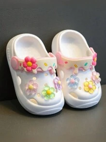 Kids Summer Indoor Floral Anti-Slip Soft Sole Slip-On Hollow Out Sandals