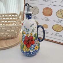 Ceramic Oil Pot Household Anti Hanging And Leak Proof Vegetable Oil Bottle Kitchen Heat-Resistant Peanut Oil Soy Sauce Olive Oil Bottle Vinegar Pot