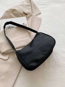 1pc Nylon Zipper Small Shoulder Bag, Double-Sided, Minimalist & Lightweight Butterfly Shoulder Bag, Butterfly Pendant Underarm Bag, Great Gift, Suitable For Daily Use - Black - View 6