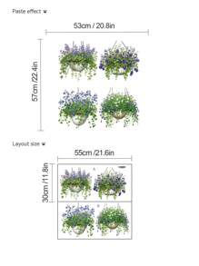 mama look 2 件绿色植物藤蔓、紫色花朵墙贴、自粘装饰画，适用于客厅、入口、卧室房间装饰家居装饰墙壁装饰浴室装饰卧室装饰房间装饰用品客厅装饰家居装饰客厅墙纸个性化贴纸 - 綠色 - 查看 4