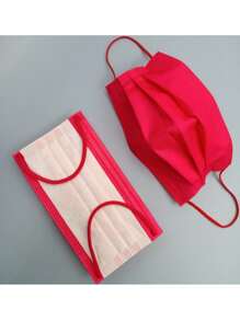 10片装玫瑰红口罩，粉红腮红，红茶，一次性樱花粉，酒红色，亮红色唇膏 - 彩色 - 查看 7