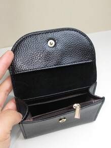 Simple Coin Purse, Portable Coin Pouch, Soft Litchi Texture, Multi-Function Large Capacity Coin & Card Holder