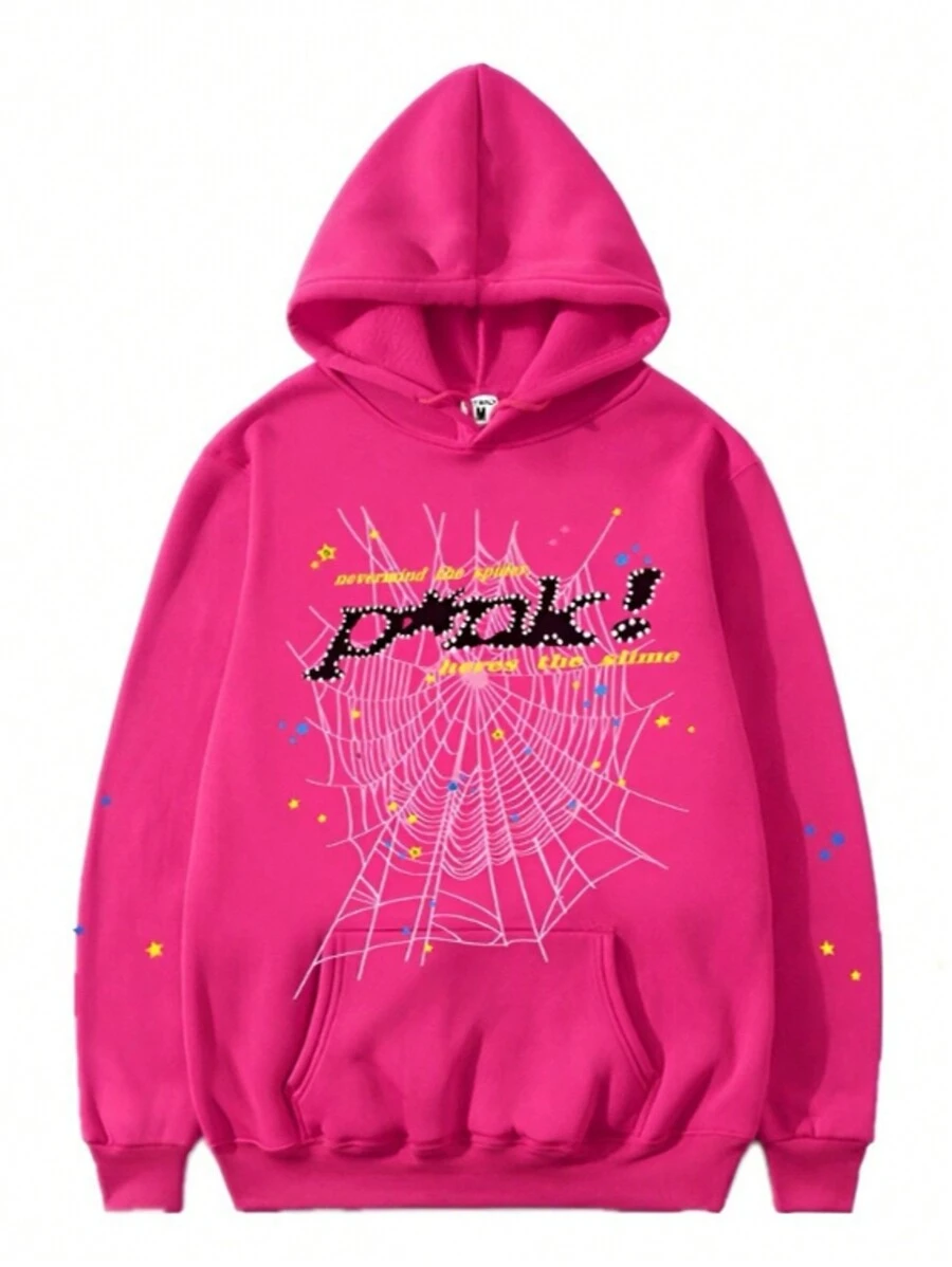 Hip Hop Spider Hoodies Set Y2k Hoodie Tracksuit Pullover Sweatshirt For Women Men Matching Hoodies For Couples - Pink hoodie - 查看 1