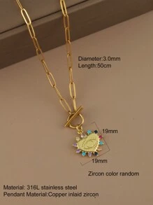 1 pieza Collar con colgante de ojo y corazón con cadena de cierre de acero inoxidable, joyería de moda para mujer, regalo de Halloween, San Valentín, mamá, madre, Día de la Madre