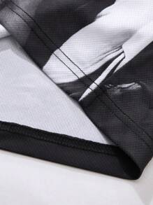 New Loose Fit Letter Graphic Short Sleeve Shirt For Men