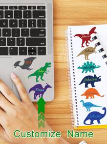 自定义名称恐龙贴纸、恐龙贴纸、恐龙标签、姓名贴纸、水瓶、男孩、姓名贴纸、恐龙乙烯基贴花、恐龙、霸王龙、返校季、男孩礼物 - 彩色 - 查看 7