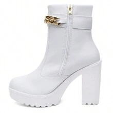 Women's Ankle Boot Low-Cut Boot Mid-Heel Comfortable Exclusive Luxury - trắng - Xem 7
