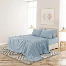 LUX DECOR 6-Piece Embroidered Bed Sheet Set – Brushed Microfiber, Deep Pocket, Lightweight & Breathable – Graduation Gifts, Home Decor, Sleep Protection For Dorms, Student Beds, Back‑To‑School Gift, Soft Bed Linens, Comfortable Sleep, Luxury Bed Set, Valentine's Day Bedroom, Spring Bedding Refresh, Guest Room Essentials, Dorm Room Bedding, Premium Bed Linens, Easy Care Sheets, Hypoallergenic Fabric, Year-Round Comfort, Master Bedroom Update, Matching Bedding Set, Hotel Quality Linens - 冰藍色 - 查看 7