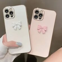 Bow-Knot 1pc Simple Elegant Faux Pearl Bow Phone Case Compatible With Iphone 16 Pro Max / Compatible With Galaxy S24 Ultra / Edge 30 / Compatible With Infinix Smart 8 / Compatible With Infinix Hot 40i / Compatible With Tecno Spark 20 / Compatible With Tecno Spark 20C / Compatible With Tecno Spark Go 2024 / Compatible With Redmi Note 13 Pro+ / Compatible With Honor X8,International Version, Not The Domestic Version - Pink - View 7