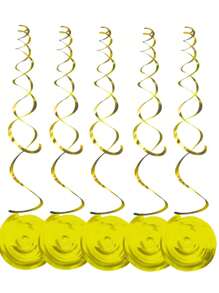 18pcs Gold Hanging Swirl Decorations, Gold Swirl Streamer Spiral Ceiling Decoration, Metallic Tassel Garland, Versatile Hanging Decor For Lemon Bee Sunflower Birthday Wedding Shower Bridal Shower Bachelorette Party Supplies
