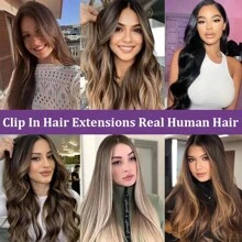 Brown Clip In Straight Hair Extension Light Brown Color Human Hair Virgin 22 26 Inch #8 Color Hair Ready To Ship - S8 - View 6