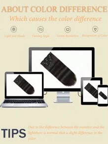 7片/套 Remy真人发夹式接发，1B自然黑，柔软直发，双层缝制 - S1B - 查看 9