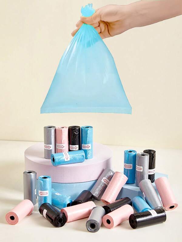 6 لفات = 90 قطعة / 4 لفات = 60 قطعة أكياس نفايات قابلة للتخلص منها للسفر مع الأطفال، 15 قطعة/لفة، لحفاضات الأطفال، وفضلات الحيوانات الأليفة، ألوان عشوائية، هدايا ديكورات حفلات استحمام الأطفال