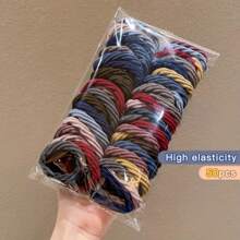100个/50个 女孩混色简约发圈发饰，加厚弹力防滑马尾发圈，简约时尚彩色发型配饰，高弹力家居浴室装饰秋季装饰返校季发饰 - 彩色 - 查看 5