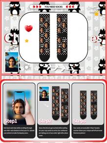 Sanrio 1 Pair Mid Length Knee Socks, Personalized, Funny, Happy, Colorful, Creative Anime Cartoon Design, Holiday Gift, Comfortable And Breathable, Improve Family Atmosphere, Fashionable And Suitable For Men. Interesting Socks, Crazy, Anime, Multi-Color Socks