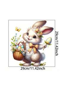 1 pieza Pegatina moderna de conejo y huevo de Pascua para el baño, sala de estar, dormitorio, gabinete del hogar, autoadhesiva, decorativa, gran regalo para fiestas, decoración festiva, agrega un ambiente festivo